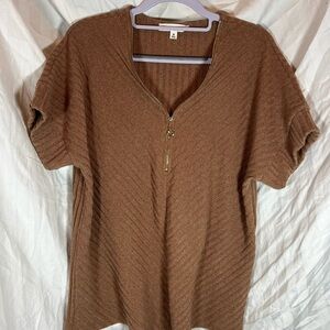 Cozy Brown Zippered Women's Top